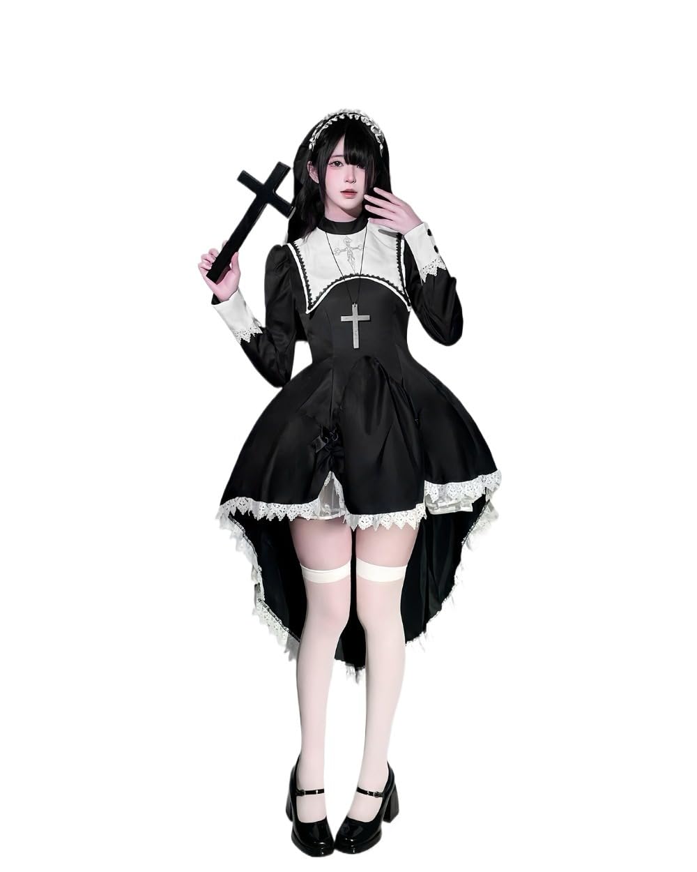 TUTUJI Halloween Sister Costume, Cosplay Costume, Adult, Priest, Missionary, Women, Nun, Cosplay Outfit, Female, Adult, Halloween Outfit, Cultural Festival, Large Size, Event, Nun Outfit, Stage - Medium