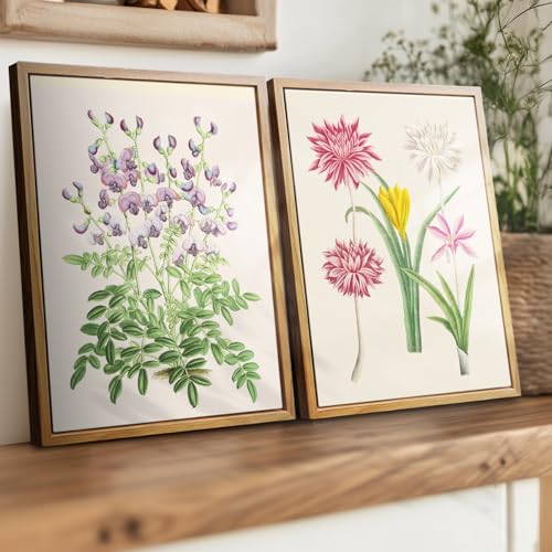 crmotu Vintage Framed Wall Art, Daffodils Floral Botanical Prints, Flower Market Neutral Canvas Artwork, Minimalist Plant Rustic Wall Decor, Modern Home Kitchen Desktop Room Decorations, 12x16inch