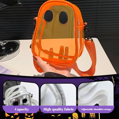 1PC Halloween Purse, 7.1x7.7x2.8'' Cute Clear Ghost Purse, Spooky Halloween Crossbody Bag with Adjustable Strap for Daily Matching..2