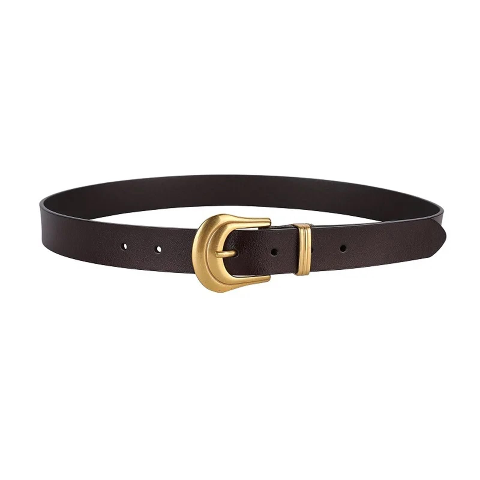 Ceinture femme avec boucle, style western, en cuir noir, rétro Pour Femme