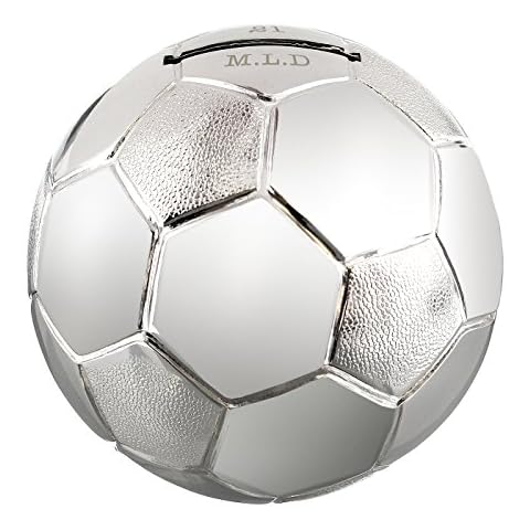 ENGRAVED SILVERPLATED FOOTBALL MONEY BOX PIGGYBANK FOR CHRISTENING GIFTS,IST AND 2ND BIRTHDAY Cover