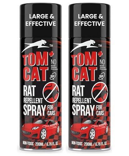 Image of Shadow Securitronics Tom Cat No Entry Rat Repellent Spray for Car Highly Effective Last 1 Year Leak Free Repellent, 200ML with Protective Mask & Gloves (Pack of 2 Rat Repellent) - FORMULATION 3X