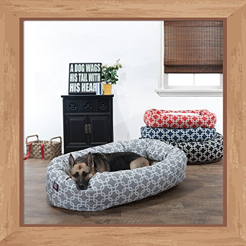 Image of Majestic Pet 24 Inch Links Sherpa Calming Dog Bed Washable - Cozy Soft Round Dog Bed with Spine for Head Support - Fluffy Donut Dog Bed 24x19x7 (inch) - Round Pet Bed Small - GRAY