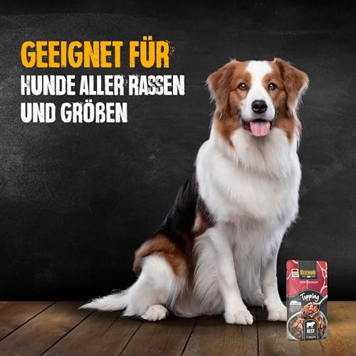 BELCANDO Mastercraft Topping Rind, 12x 100g Beutel, Nassfutter für Hunde, getreidefrei, sortenfrei, Ergänzungsfutter, Made in Germany