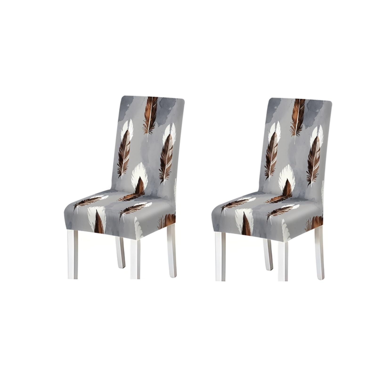 BOSUYBN Watercolor Feather Pattern Print Dining Chair Covers Set Of 2/4/6, Stretch Slipcovers For Kitchen Dining Room Furniture Protectors for Home Dining Room(2PCS Chair cover)