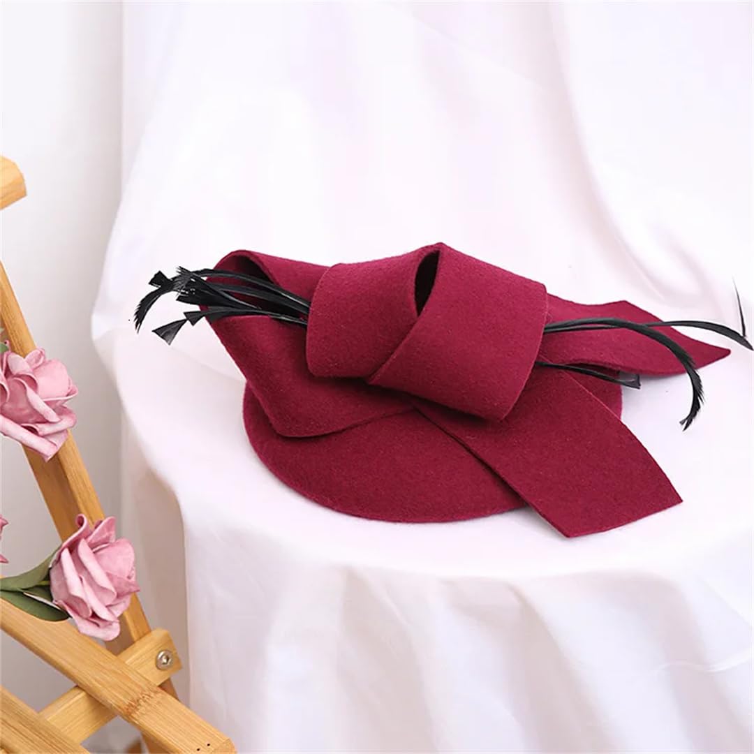 Wvapzxx Lady Fascinator Cappello Irregolare Pillbox Cap Cloche Cappelli Donne Feltro Beret Partito Formale Fedora Chiesa Cappello di Lana