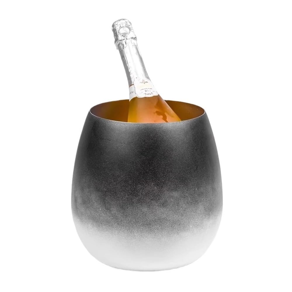 Secchiello per Il Ghiaccio, Secchiello for Ghiaccio in Acciaio Inossidabile, Secchiello for Champagne, Vino e Birra(Black)