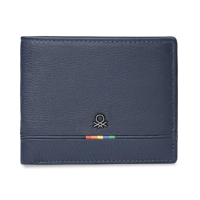 United Colors of Benetton Men’s Leather Global Coin Wallet Forssa – Navy | Slim Bifold with 4 Card Slots, 2 Bill CompartMen’sts & 6-Month Warranty | Stylish Purse for Men’s