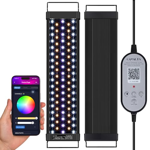 Gamalta 42W Smart Bluetooth App-Controlled Aquarium Light - Customizable Light Colors,Timeable,24/7 User-Defined Sunrise/Sunset Simulation,Tropical Lighting Mode,Suitable for 48-54' Fish Tanks