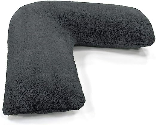 Dazzle Collection V Shaped Teddy Bear Fleece Complete Pillow or Case for support Maternity Back Neck Soft Warm Plush Cosy Fleece V Shaped Pillow (Taddy Fleece Charcoal, Complete Pillow)