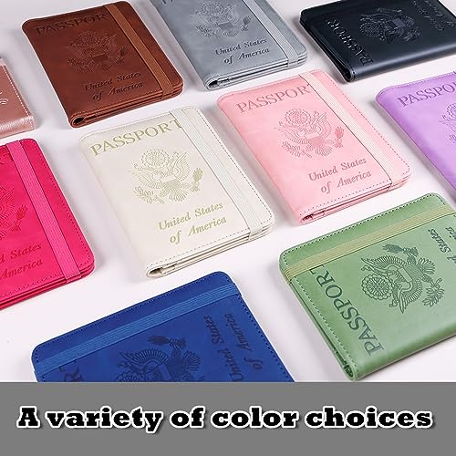 Image of Melsbrinna Premium Leather Passport Holder Covers Case, Waterproof Rfid Blocking Travel Wallet Passport Holder with Pen Holder, Cute Passport Book for Women /Men