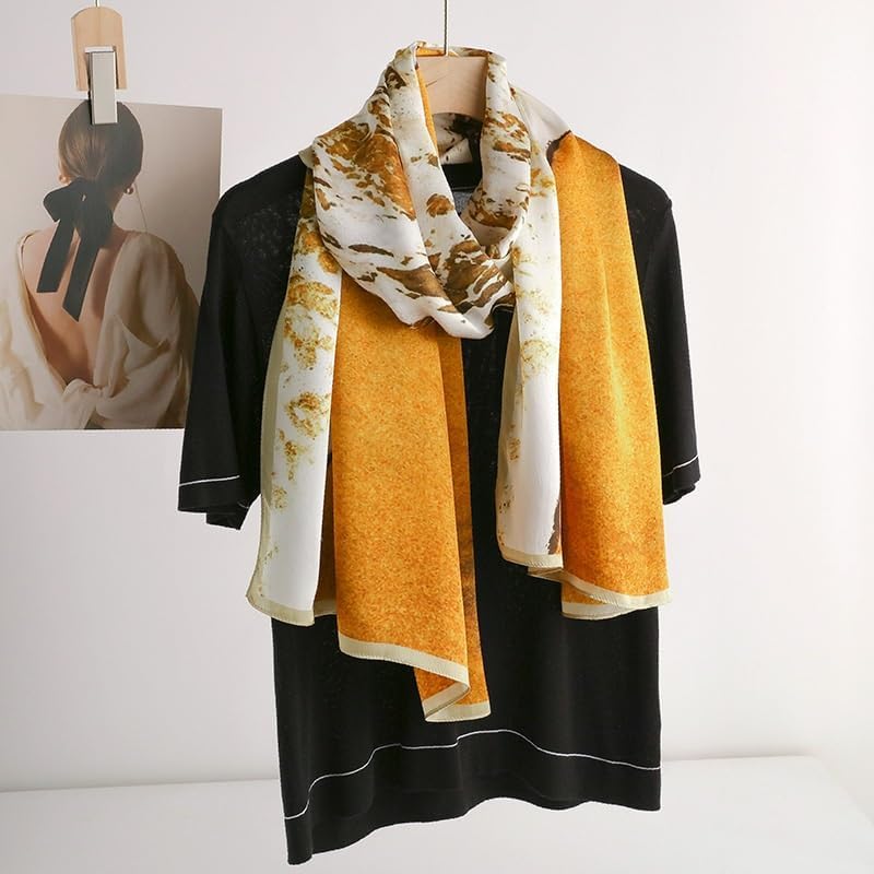 [XSDIAQG] Yellow color Fashion Luxury Women's Silk Scarf Scarv