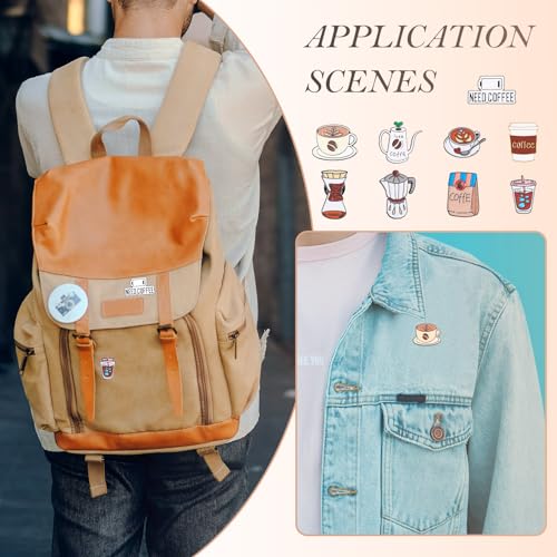 Image of 9Pcs Coffee Theme Enamel Pins Coffee Mug Pot Drink Cup Brooch Badges Cute Drink Lapel Badges for Backpacks Bags Hats Clothing Decorative Supplies