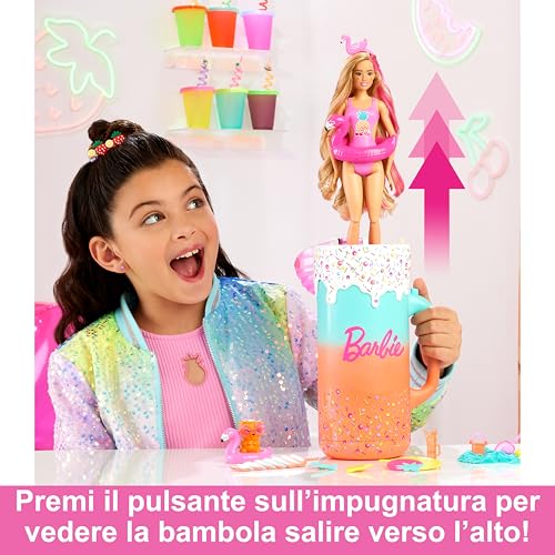 Barbie - Pop Reveal Sorprese Profumate Serie Frutta, Set Regalo Con Bambola E Cucciolo Profumati Cambia Colore, Sabbia Modellabile E 15 Accessori A Sorpresa, Giocattolo Per Bambini, 3+ Anni, HRK57 - 2