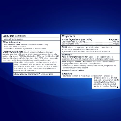Image of TUMS Chewy Bites Chewable Antacid Tablets with Gas Relief, Lemon & Strawberry - 54 Count