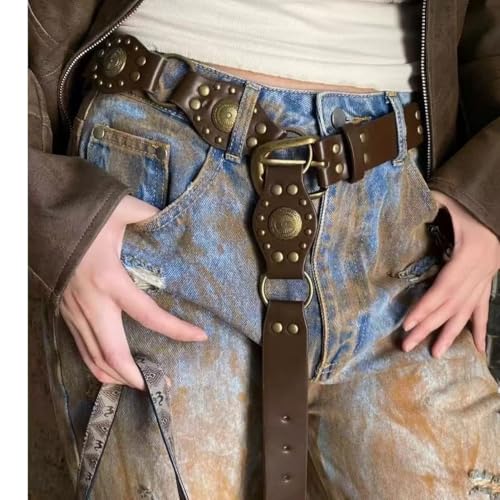Women's Western Belt - Genuine Leather Adjustable Brown Cowgirl Outfits with Chunky Buckle, Country Style for Jeans & Rodeo4