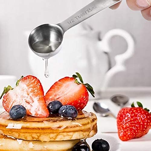 Zestaw łyżek z łopatką 6 szt. Zestaw kuchennych łyżek z miarką Łyżka stołowa ze stali nierdzewnej Łyżka z miarką ze skalą Łyżka do cukru do kawy Miarki do pieczenia Kuchenne