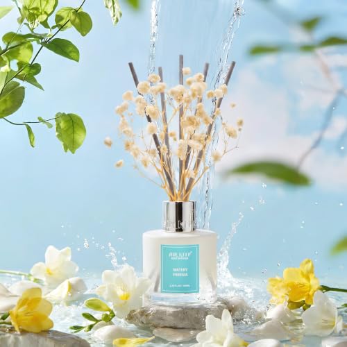 Image of Airkeep Reed Diffuser Set,3.38 fl oz (100 ml) - Watery Freesia Oil Diffusers with 8 Reed Sticks, Home Fragrance Reed Diffuser for Bathroom Shelf Decor