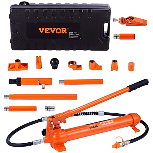 VEVOR Hydraulischer Wagenheber Luftpumpe 12 t, Lufthydraulischer Heber 135 mm Hub Rot, inkl. 100/195 / 300/500 mm Verlängerungsstange, Elektrostatisches Pulversprühen Autoreparatur Werkstatt