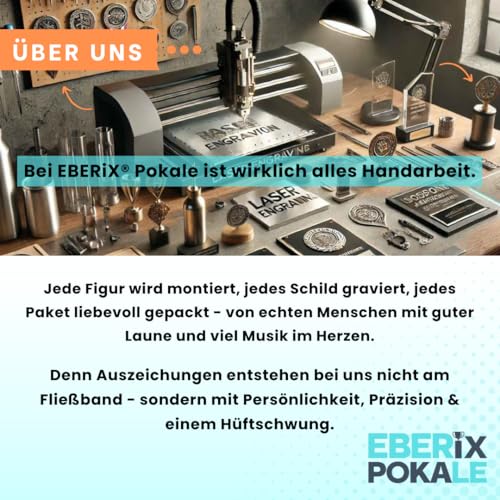 EBERiX POKALE – G.O.A.T. Pokal – Greatest of All Time *Black Edition* – 17,5 cm – Fun Award mit Gravur, beschwerter Kunststoffsockel – lustige Trophäe für Sport, Büro, Events & MVP´s