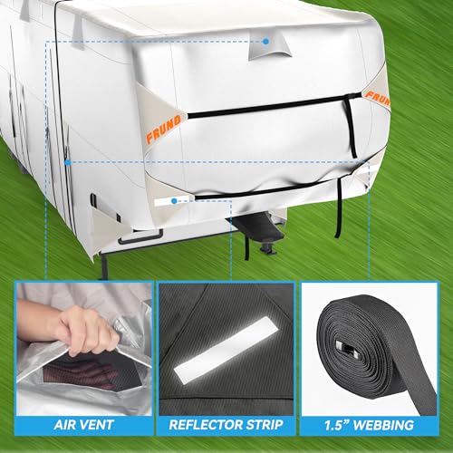 Fruno F-5TH-3741 Oxford Cloth 5Th Wheel Rv Cover Fits 37'-41' Waterproof Rip-Resistant Anti-Uv Fifth Wheel Toy Hauler Camper Cover thumb #5