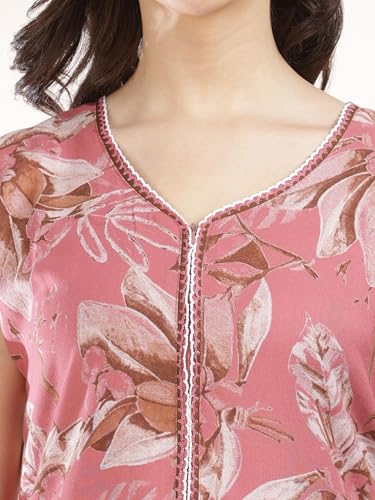 Image of 9shines Label Alpine Sleeveless Nighty | All Over Print Maxi for Women | Night wear for Women | Full Length Night Gown for Women | Night Dress for Women Stylish (Alpine Sleeveless 24)