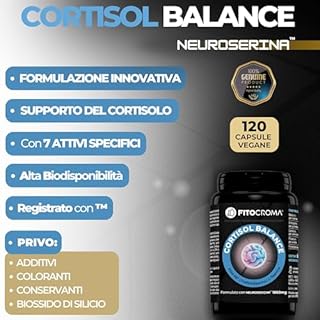 CORTISOL BALANCE -120 capsule - abbassa il cortisolo - Neuroserina™ 1600mg, Fosfatidilserina, L-teanina, Ashwagandha KSM-66® - cortisolo integratore
