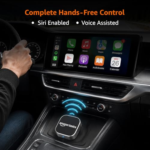 Image of Amazon Basics 2-in-1 Wireless CarPlay & Android Auto Adapter,Convert Wired to Wireless CarPlay Adapter,No Delay and Stable Control Mini Size, Bluetooth Connectivity
