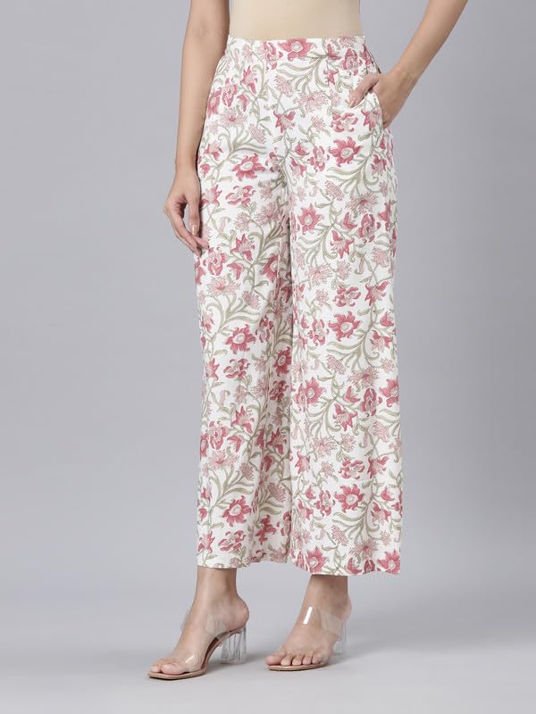 Image of GO COLORS Soft Viscose Printed Palazzo Full Length for Women| Breathable, Mid Rise