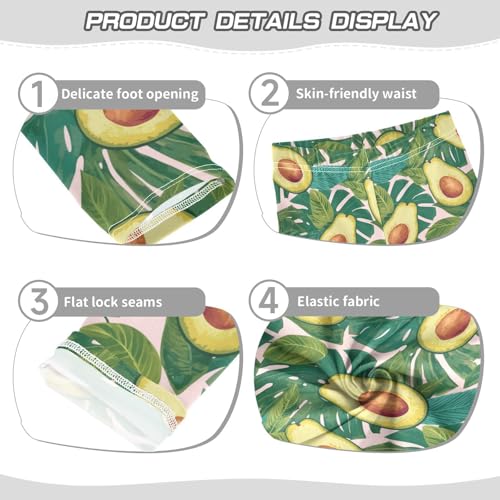 Girls Leggings Avocado Green Leaf Kids Length Leggings Pants Toddler Athletic Soft Tights Trousers 4T3