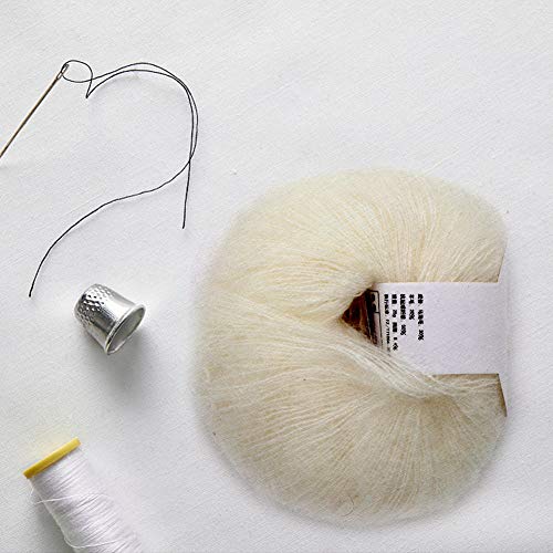 Popular Soft Mohair Knitting Angora Wool Yarn for DIY Knitting (with a Crochet)(White)