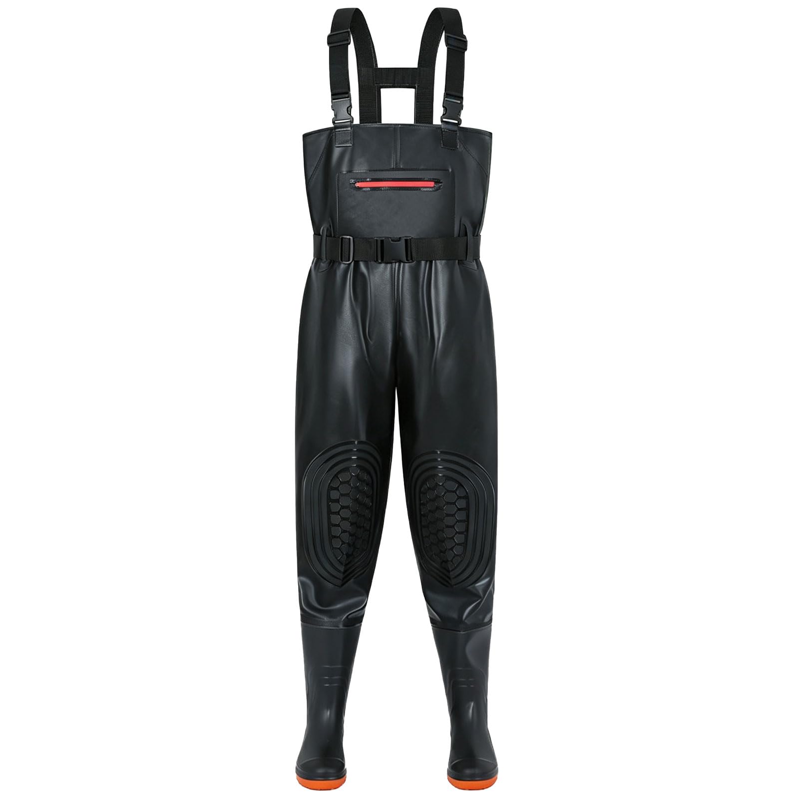 Vadeadores de Pesca para Hombres PVC Pantalones impermeables para el pecho con botas incorporadas Transpirables peso ligero Rodillera con estructura de panal 3D para Pesca y Granjas Tallas 36-47