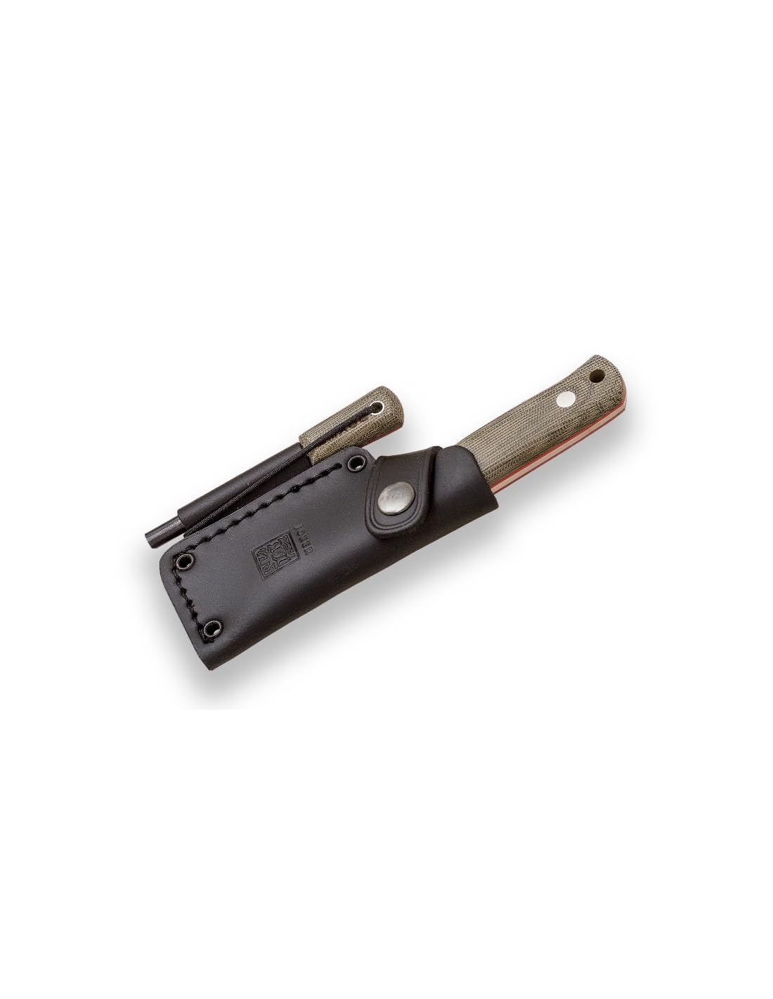 Coltello de bushcraft hunting de böhler N695 acciaio e manico de canvas micarta in colore verde, lama da 7,5 cm, Include fodero de in pelle , per la pesca, la caccia, l'escursionismo, il campeggio