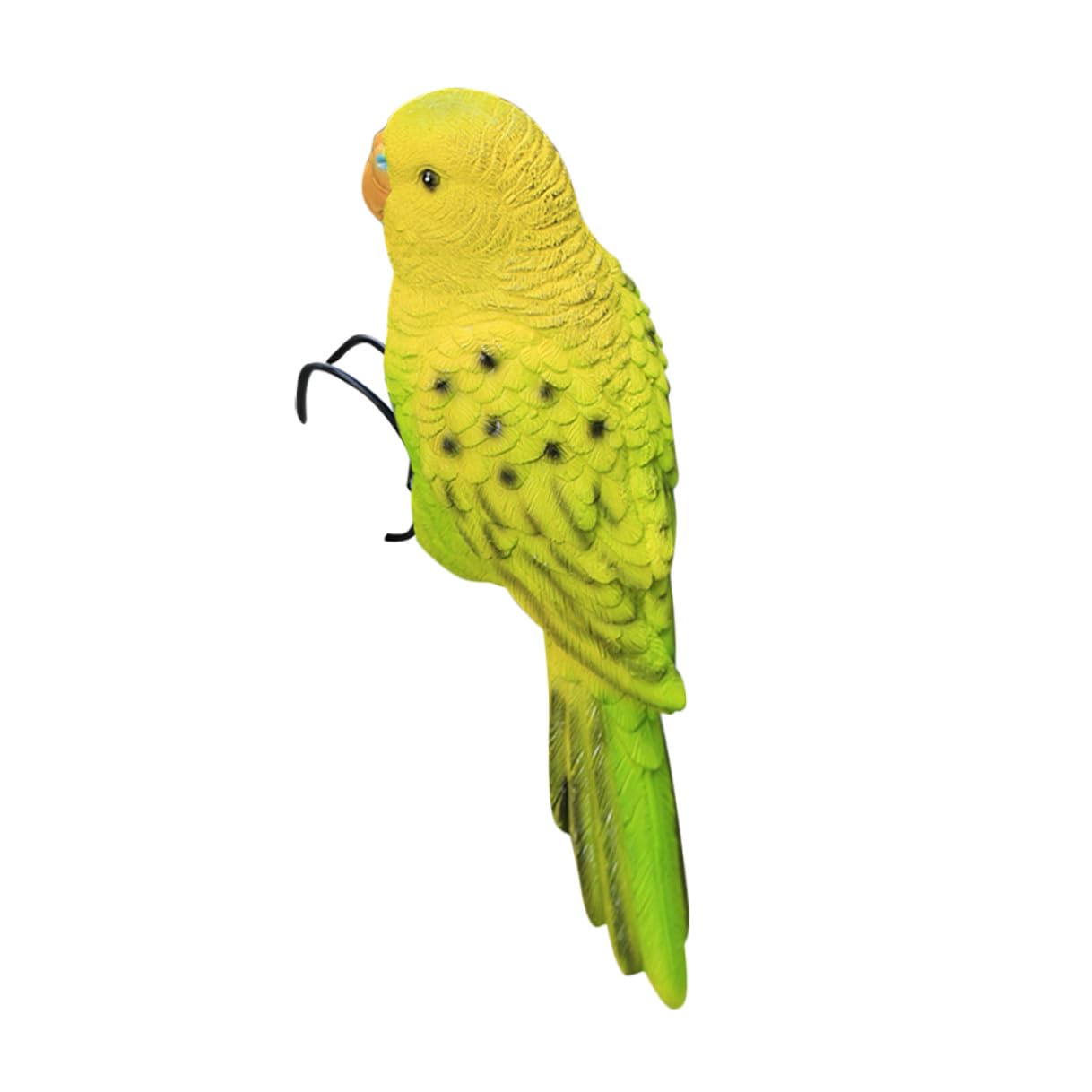 Perroquet artificiel en résine jaune pour embellir un jardin extérieur terne