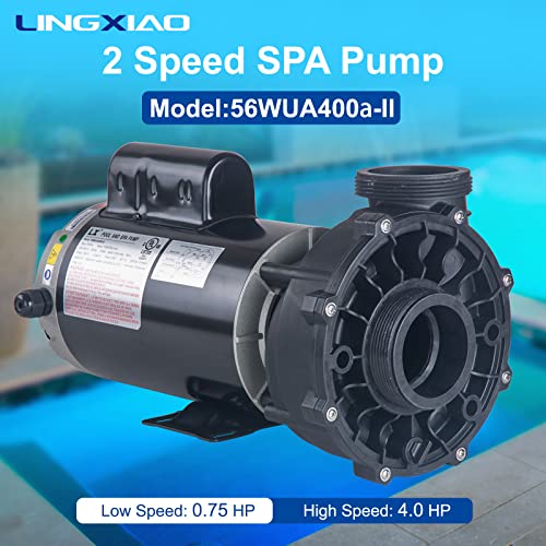 Image of 4HP Hot Tub Pump - 2 Speed LX SPA Pump Motor 230V, Connect to 2.5 inch Port, Super Flow Rate 267GPM (Mode: 56WUA400a-II)