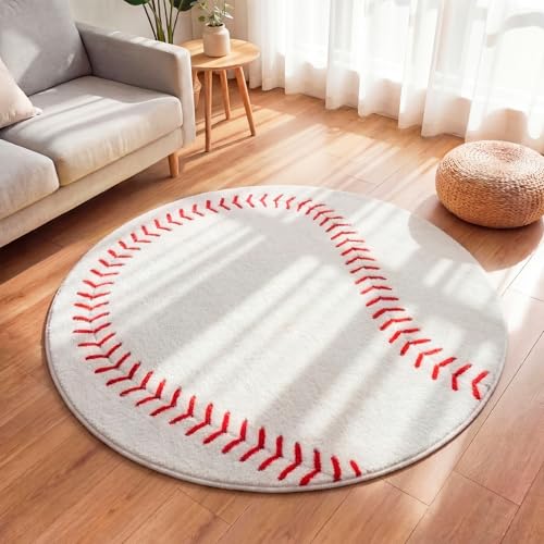 Tapete redondo de béisbol Dunzy 119x119 cm multicolor