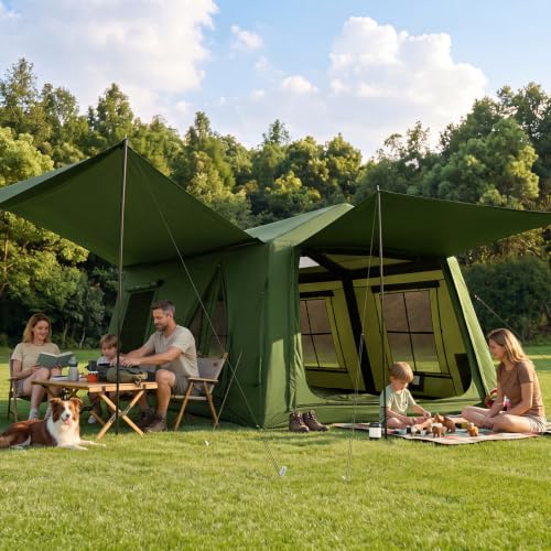 8-10 Person Blow Up Tent with 2 Divider Rooms, Waterproof...