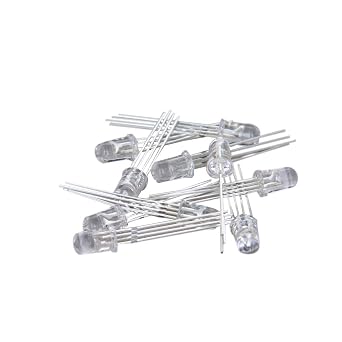 Othmro Round Head Red Blue Green LED Diode Lights Clear Round Transparent Lighting Bulb Lamps Electronic Component Light Emitting Diodes 5mm 20mA 4 Pin 20PCS