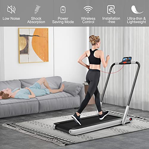Image of Foldable Treadmills for Home, 2 in 1 Walking Pad Portable Folding Under DeskTreadmills with Walk and Jog & Run Modes for Office Treadmil