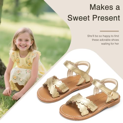 Image of THEE BRON Toddler Girls Sandals Wedding Flower Girl Dress Shoes Open Toe Flats