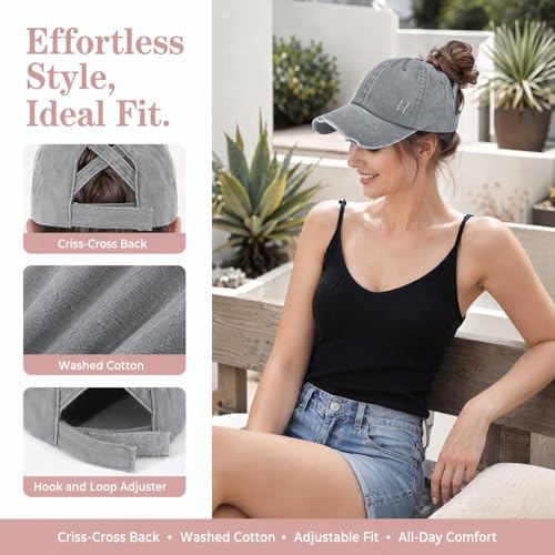 Gorra vintage para mujer con abertura para coleta miniatura 3