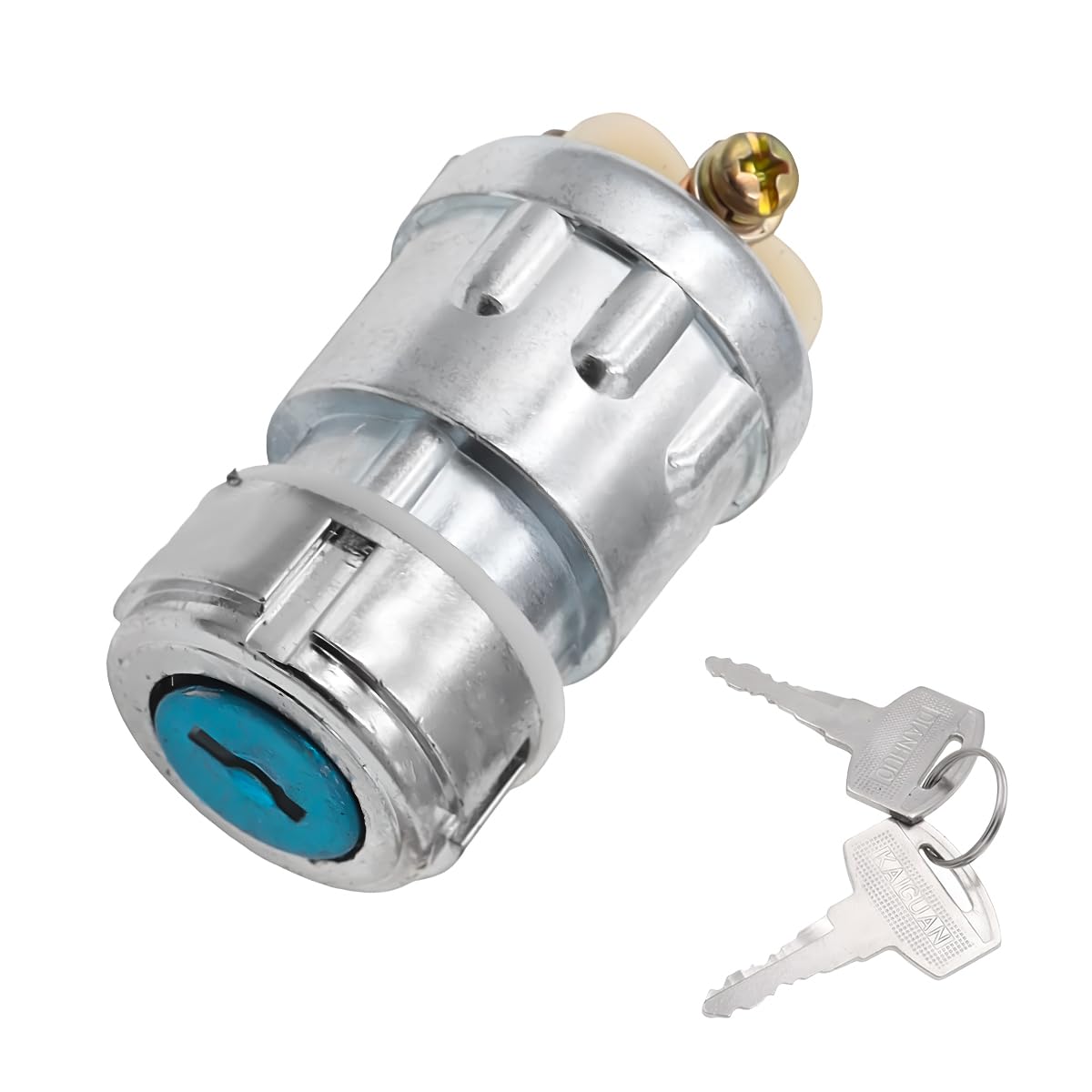 Ignition Switch with 2 Keys, 12V 3-Position Engine Starter Switch with 3 Connection Terminals, Ignition Switch Replacement for Cars Trucks Motorcycles Tractors UTVs