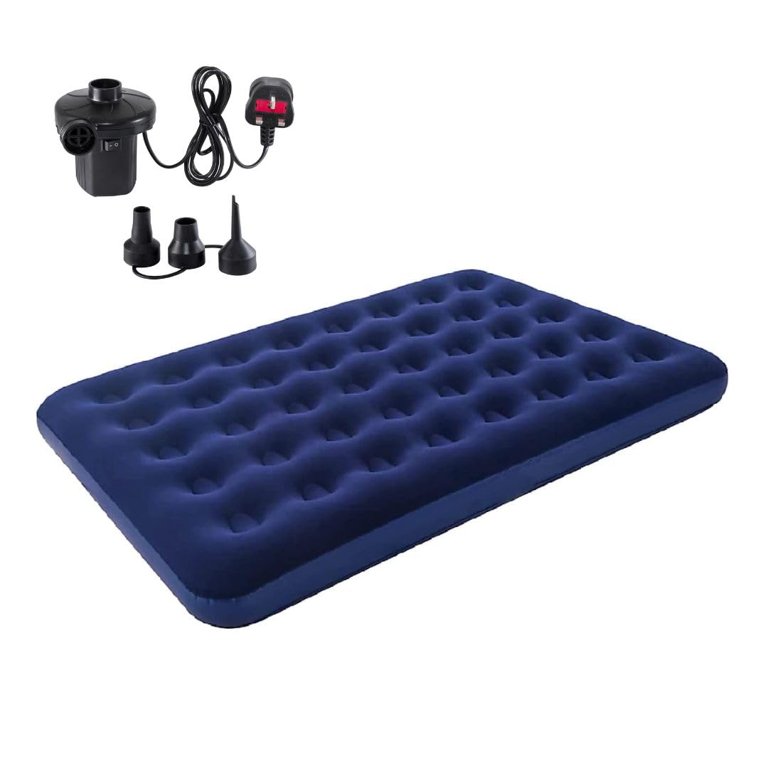 KARAN KING Comfort Series: AIRBED with PUMP | Plush Inflatable Mattress for Ultimate Sleep Experience | Rapid Inflation Technology | Waterproof and Durable | Camping, Travel, and Home Use (Double)