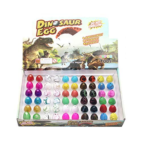 Yeelan Huevos de dinosaurio Juguete para incubar Dino Dragon Egg para niños Paquete de tamaño pequeño de 60 piezas, color mezclado de 5 estilos