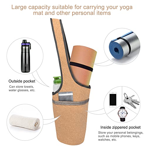 WIOR-Yoga-Mat-Bag-Cork-Yoga-Mat-Carrier-Stylish-Yoga-Mat-Tote-with-Pockets-Bag-Carrying-Bag-for-Yoga-Mat-and-Accessories-for-Women-Men-35-x-135-inch