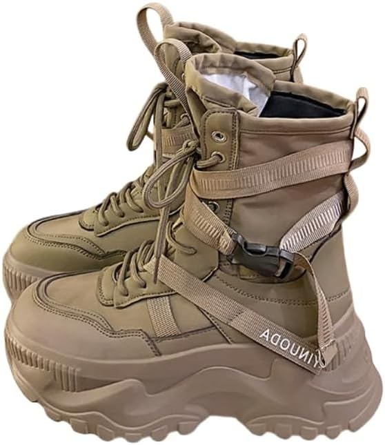 High-top Womens Shoes Dad Shoes Womens Autumn and Winter Popular Boots Thick-Soled High-Heeled Short Boots