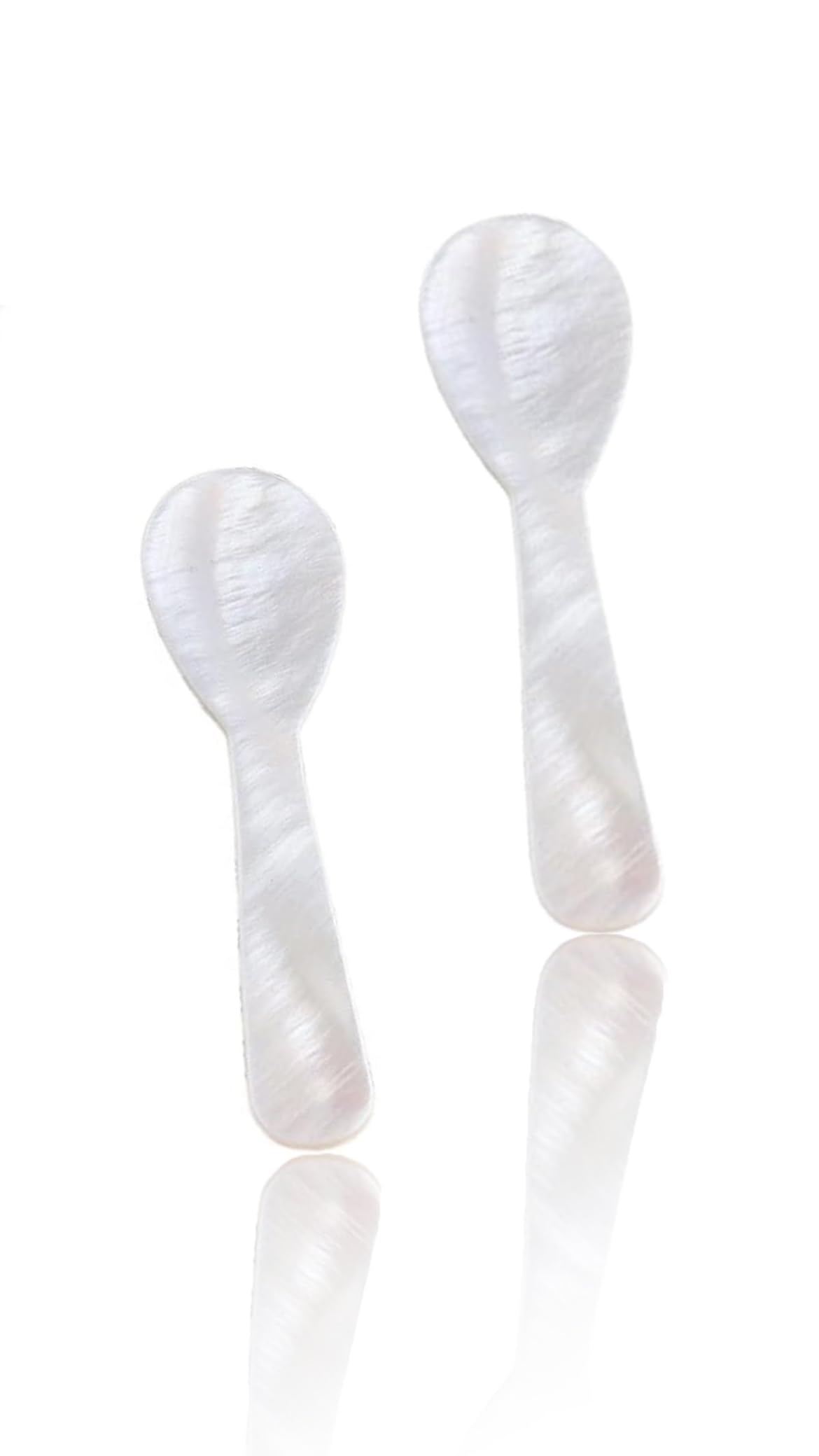 Generic Mother of Pearl Caviar Spoon Set - 2PCS Round Handle Shell Coffee Spoons for Elegant Stirring and Serving