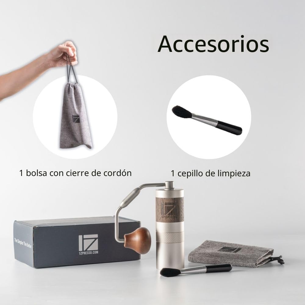 1Zpresso Q Molinillo de Café Manual Versión Heptagonal Mini, Tamaño de viaje, Encaja en, Fresa Cónica de Acero Inoxidable,Configuración de ajuste numérico interno.