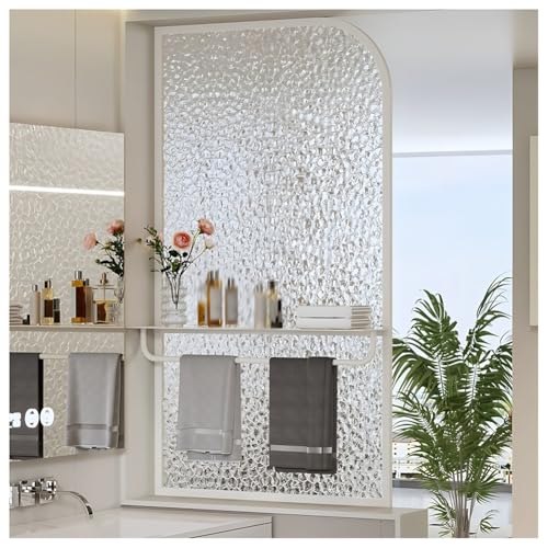 Mampara de ducha de cristal estriado, estantería translúcida para hotel y restaurante, elegante, 50 x 100 cm, color blanco
