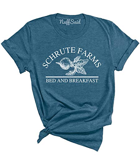 NuffSaid Schrute Farms Beets Bed and Breakfast Premium T-Shirt - Unisex Cute Funny Tee (Medium, Heather Deep Teal)